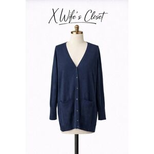 Banana Republic Navy Blue Cardigan Sweater V-Neck Buttons and Pockets Size XL